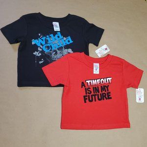 Little Teez T-Shirts 2 Pack Size 2T Red/Black
